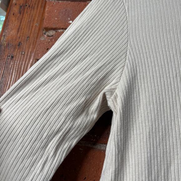 Anthropologie Sundry Ribbed Long Sleeve Tee in Coconut Sz 4 XL - Picture 8 of 9